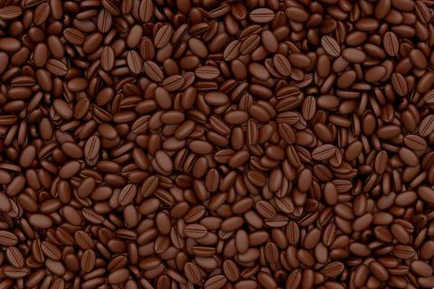 Roasted coffee beans spread out as background, concept takeaway food and drin 스톡 일러스트