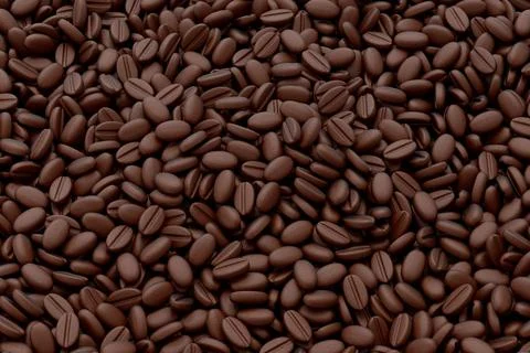 Roasted coffee beans spread out as background, concept takeaway food and drin Stock Illustration
