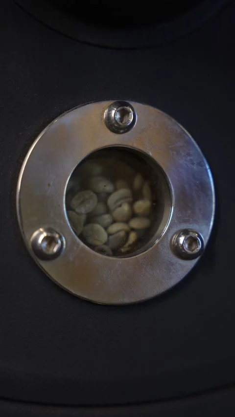 Roasted coffee beans stirred on a cooling tray Stock Footage 310042791