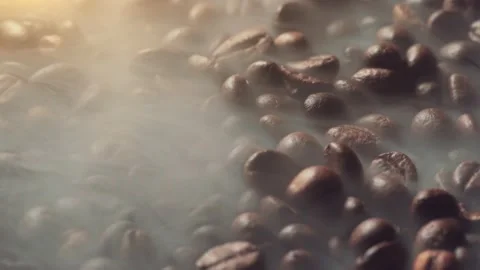 Roasted Coffee beans in sunlight for fresh and aromatic morning energy drink Stock Footage 135052653