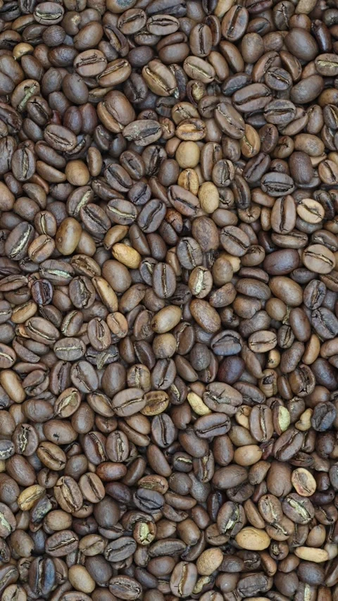 Roasted Coffee Beans Texture Flat Lay Vertical Video 스톡 동영상 344992378