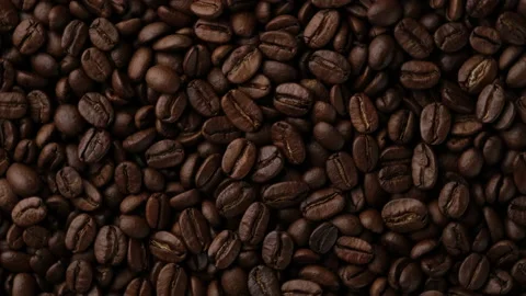 Roasted coffee beans top view, rotation Stock-Footage 201840605