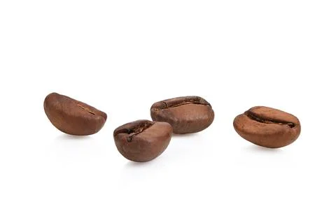 Roasted coffee beans on white background. Stock-Fotos