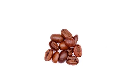 Roasted Coffee Beans on White Background Stock Photos