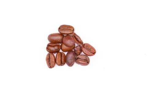 Roasted Coffee Beans on White Background Stock Photos