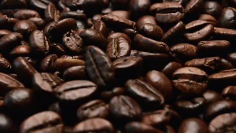 Roasted coffee. Roasted coffee beans. Circular motion Stock Footage 156693430