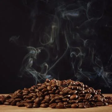 Roasted coffee with smoke Stock Photos