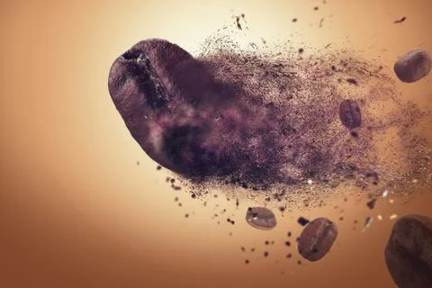 Roasted coffee spin in the air image Stock-Illustration