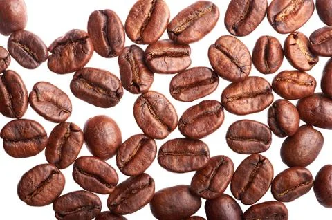 Roasted coffee on a white background isolated Stock Photos