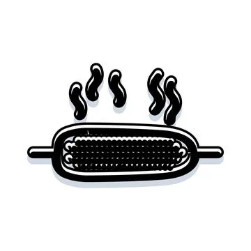 Roasted corn cob steaming hot from barbecue Stock Illustration