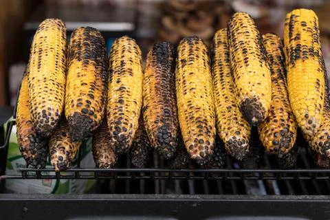 Roasted Corn Cobs for Sale Stock Photos