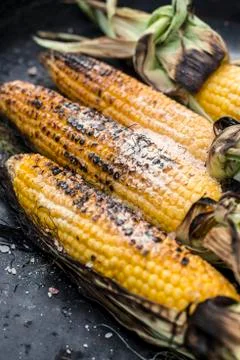 Roasted corn on the grill Stock Photos