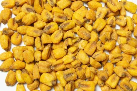 Roasted corn nuts on white background Stock Photos
