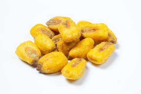 Roasted corn nuts on white background Stock Photos