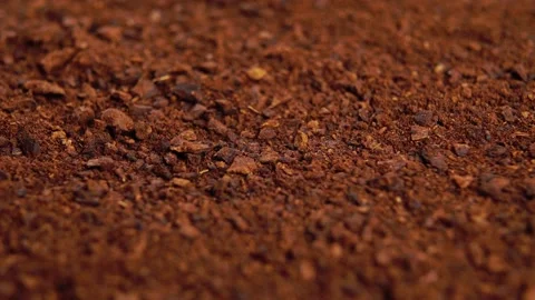 Roasted crushed chicory root powder. Brown instant herbal granules Stock Footage 166459132