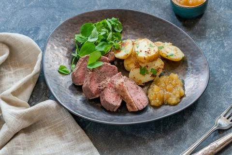 Roasted dack breast Stock Photos