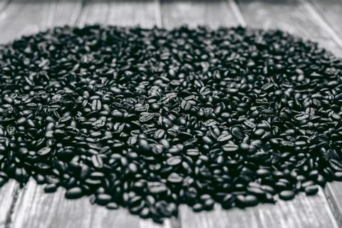 Roasted dark coffee beans background Stockfoto's