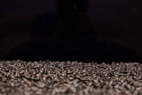 Roasted dark coffee beans background 스톡 사진