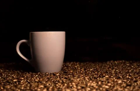 Roasted dark coffee beans background Stock Photos