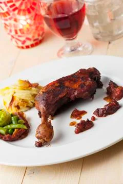 Roasted duck leg Stock Photos