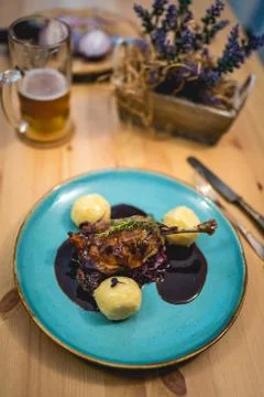 Roasted duck leg Stock Photos