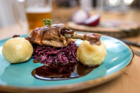 Roasted duck leg Stock Photos