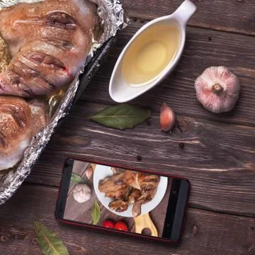 Roasted duck leg Stock Photos
