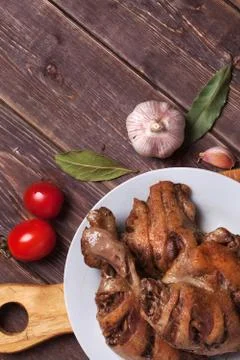 Roasted duck leg Stock Photos