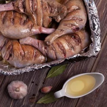Roasted duck leg with Stock Photos
