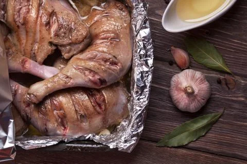 Roasted duck leg Stock Photos