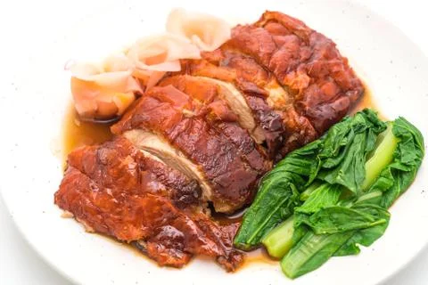 Roasted duck on white background Stock Photos