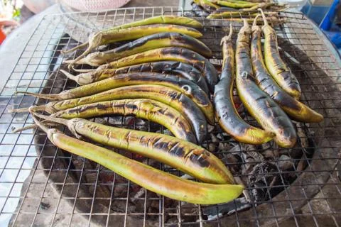 Roasted eggplants grill Stock Photos