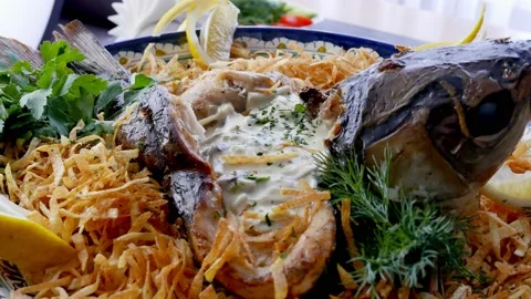 Roasted fish with the cream sauce Stock Footage 165665081