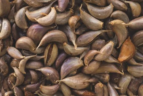 Roasted garlic cloves macro close up Stock Photos