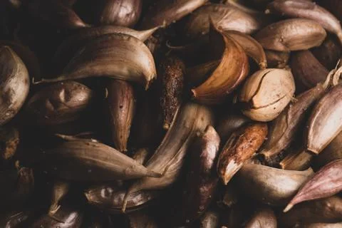 Roasted garlic cloves macro close up Stock Photos