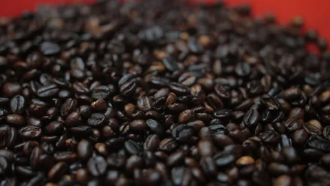 Roasted, hot coffee beans being smoked in a basin in Ethiopia Stock Footage 336368128