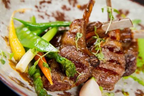 Roasted lamb chops Fotos de archivo