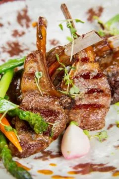 Roasted lamb chops Stock Photos