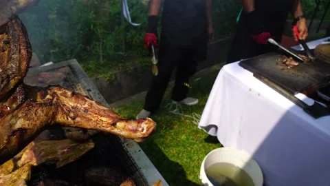 Roasted Lamb Stock Footage 146126434