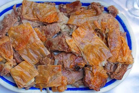 Roasted lamb platter Foto stock