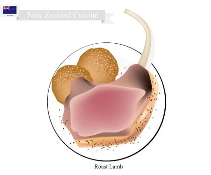 Roasted Lamb Rack, The Popular Dish of New Zealand Stock Illustration