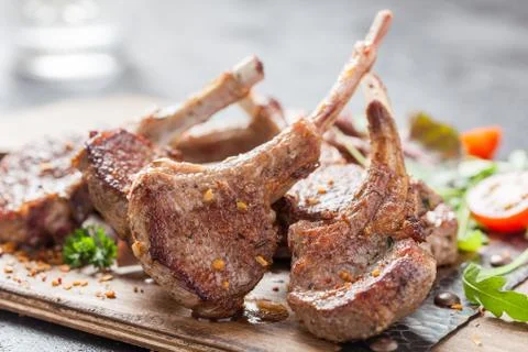 Roasted lamb ribs with Stock Photos