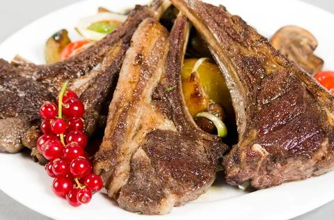 Roasted lamb ribs Stock Photos