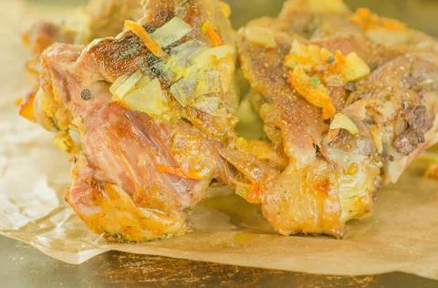 Roasted lamb with vegetables Stock Photos