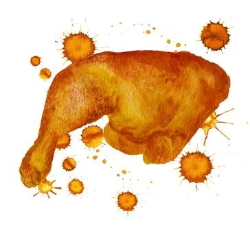 Roasted leg of chicken Stock Illustration