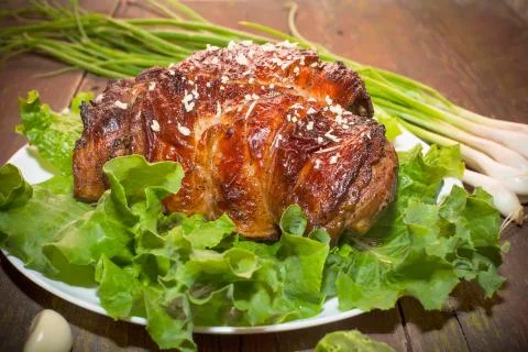 Roasted leg of Turkey Stock Photos