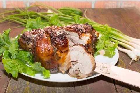 Roasted leg of Turkey Stock Photos