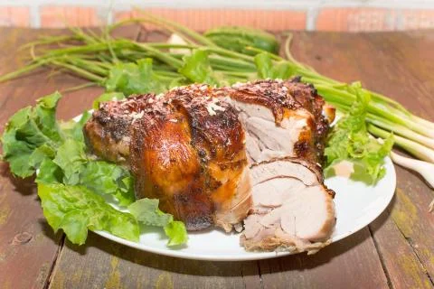 Roasted leg of Turkey Stock Photos