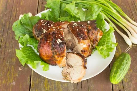 Roasted leg of Turkey Stock Photos