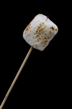 Roasted Marshmallow on a black background 写真素材